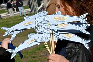Italijos „sardinės“ renkasi Romoje į mitingą prieš kraštutinius dešiniuosius