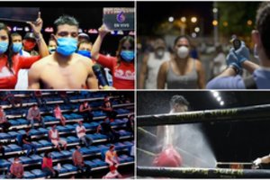 Koronaviruso nepaiso: dezinfekuoti ir kaukes dėvintys boksininkai žengė į ringą