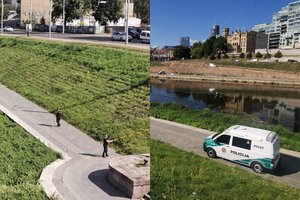 Vilniaus policija tikrina pranešimą apie upėje miesto centre pastebėtą daiktą, panašų į bombą