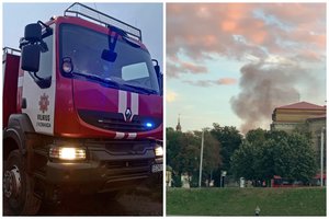 Virš Vilniaus – dūmų kamuolys: gausios pajėgos skubėjo į gaisrą, apdegė žmogus