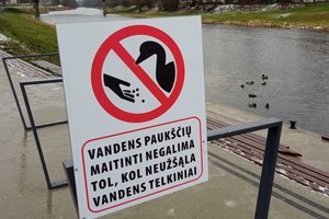 Gyventojus pasitiko naujas informacinis stendas: bandys apsaugoti vandens paukščius