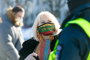 Šventinę dieną Vilniuje paženklino protestas prieš karantino reikalavimus: jo organizatorė – skandalais pagarsėjusi mokytoja