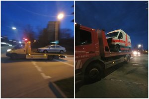 Per avariją Vilniuje sudaužytas greitosios pagalbos automobilis