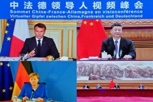 Prancūzijos ir Vokietijos lyderiai pasikalbėjo su Kinijos prezidentu Xi Jinpingu