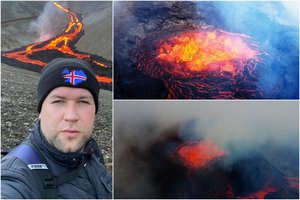 Nenurimo net per 122 dienas: lietuvis įamžino tebekunkuliuojantį ir lavą liejantį Islandijos ugnikalnį
