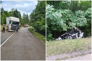 Kraupi kaktomuša su miškavežiu Šilalės r. – dvi BMW X6 važiavusios merginos atsidūrė ligoninėje