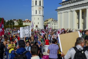 Tūkstančiai žmonių iš visos Lietuvos plūsta į Katedros aikštę: plakatuose – aiškūs reikalavimai valdžiai