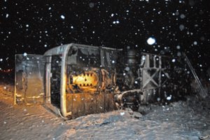 Lazdijų rajone į griovį įlėkė autobusas su Italijoje slidinėjusiais lietuviais, sužeisti mažiausiai 4 žmonės