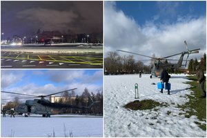 Karinis sraigtasparnis iš Latvijos į Lietuvą skubiai atgabeno svarbų krovinį: kartu vyko ir chirurgų komanda