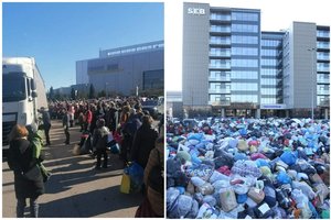 Tūkstančiai žmonių visoje Lietuvoje maišais neša paramą ukrainiečiams: vilkikai užsipildo ir iš karto važiuoja