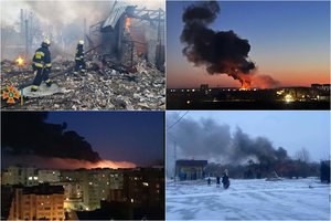 Karas Ukrainoje: Rusijos pajėgos pirmą kartą smogė Lucko ir Dnipro miestams, palydovų nuotraukose – persiskirsčiusi rusų karinė kolona