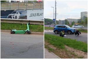 Vilniuje automobilis nutrenkė per perėją važiavusią paspirtukininkę