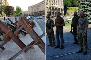 Maidano aikštėje Kijeve kariai meldžiasi už fronto draugų gyvybes