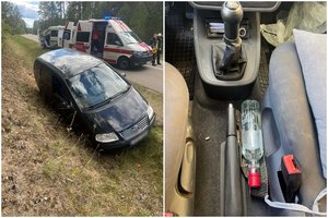 Varėnos rajone girto vairuotojo automobilis atsidūrė griovyje, kartu važiavęs keleivis išvežtas į ligoninę