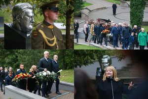 Minimos A. M. Brazausko 90-osios gimimo metinės: ceremonija prasidėjo Antakalnio kapinėse