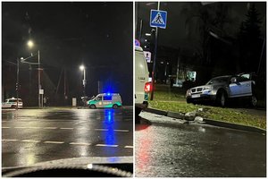 Avarija Kaune: po susidūrimo su BMW, „Audi“ įlėkė į gretimą kiemą ir apgadino dar vieną BMW