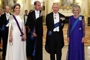 Proga vėl išsitraukti tiaras: Velso princesė Catherine ir karalienė Camilla puošėsi sentimentaliais papuošalais