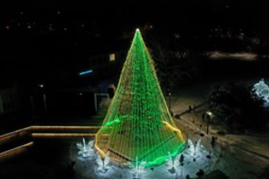 Elektrėnai įžiebė 24 metrų aukščio natūralią Kalėdų eglę: suspindi besikeičiančiomis spalvomis