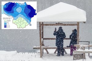 Lietuvoje siaučia pūga: sniego danga kai kur viršija 20 cm, o po penktadienio ji gali dar padidėti