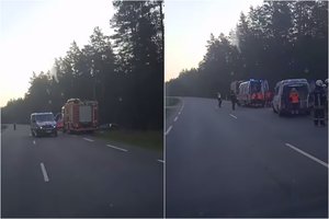 Vilniaus rajone nuo kelio nulėkė „Ford“ automobilis, medikų pagalbos prireikė dviem vyrams