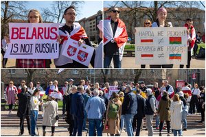 Prieš sprendimą dėl G. Nausėdos veto – baltarusių mitingas prie Seimo: „Baltarusija nėra Rusija“