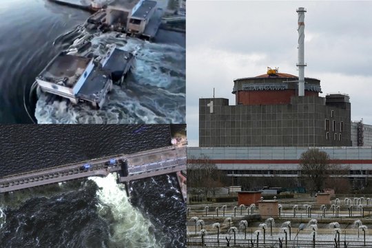  Kachovkos užtvankos pietų Ukrainoje griūtis kelia grėsmę Zaporižės atominei elektrinei – bet situacija objekte kontroliuojama.
