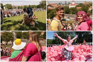 Vilniuje siaučia Šaltibarščių festivalis – žmonės leidosi čiuožykla į dirbtinį šaltibarščių dubenį