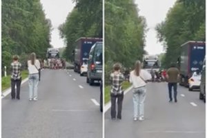 Kelyje Šalčininkai-Vilnius vairuotojus pasitiko kliūtis: visi susižavėję stebėjo, ką darė kelios dešimtys vyrų