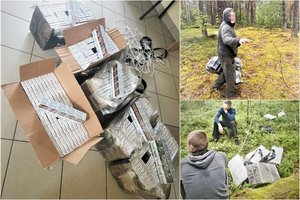 Pasienio miškuose pasieniečiams įkliuvo keli baltarusiškų cigarečių kontrabandininkai