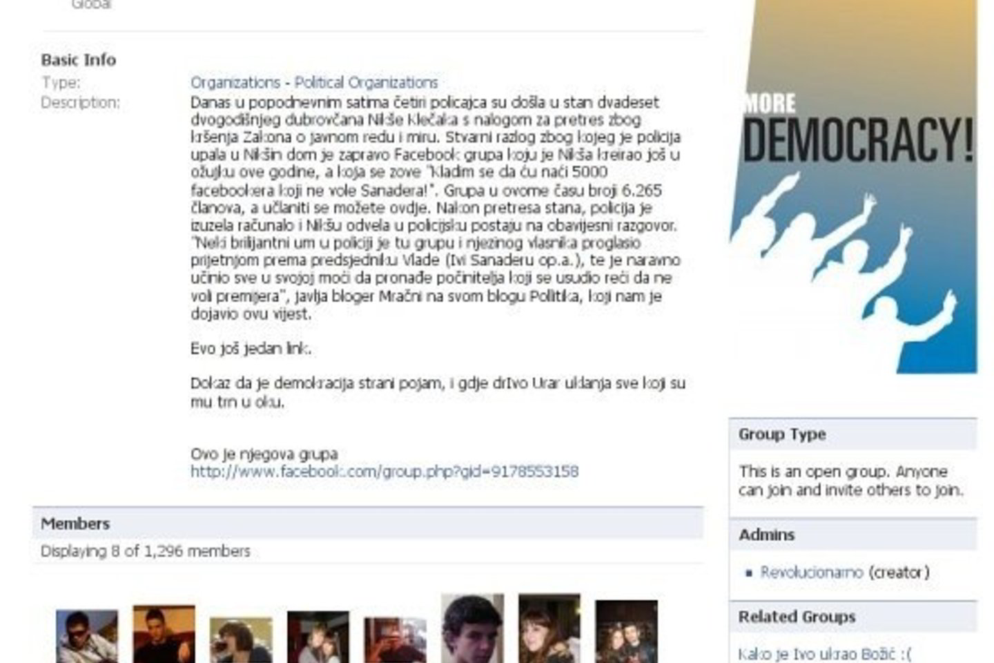 Suėmus N. Klecaką, „Facebook“ portale buvo pradėta masiškai kurti internautą palaikančius puslapius, kuriais protestuojama prieš policijos veiksmus.