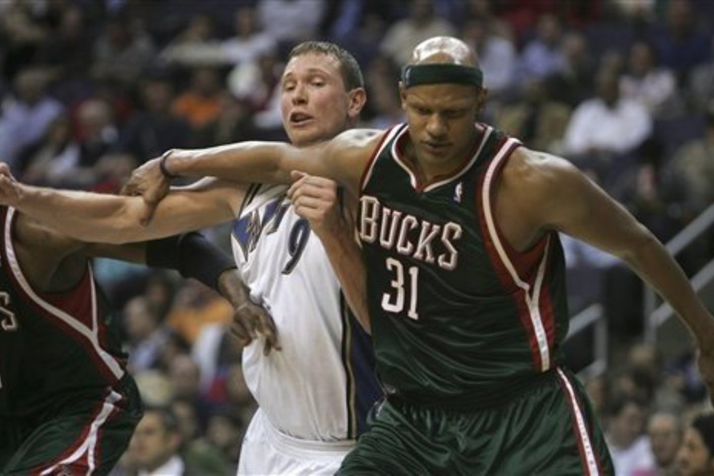 D.Songailai po krepšiais teko pasistumdyti su "Bucks" žaidėju Ch.Villanueva.