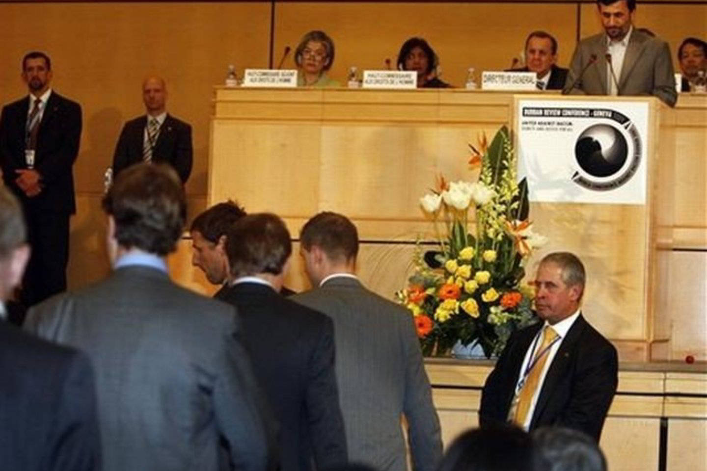 Delegatai išėjo per Irano prezidento kalbą.