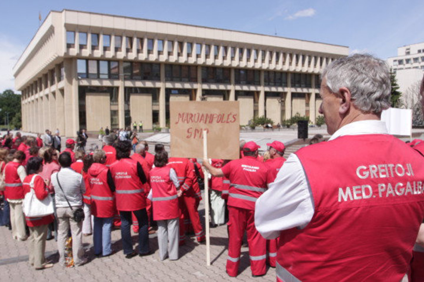 Prie Seimo susirinko apie 150 medicinos darbuotojų.