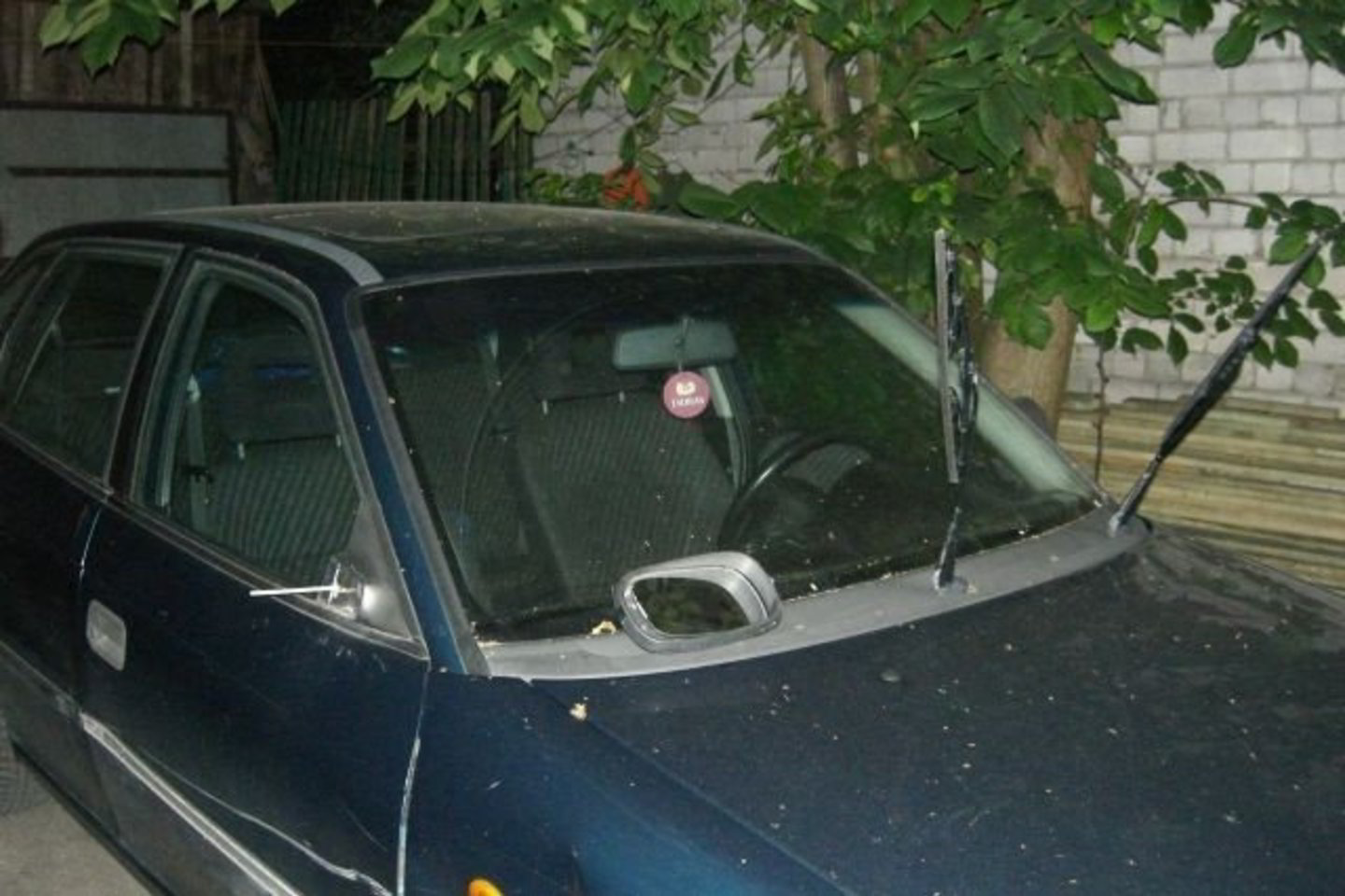 Naktį buvo atlenkti automobilio valytuvai, kaip įspėjamasis ženklas.