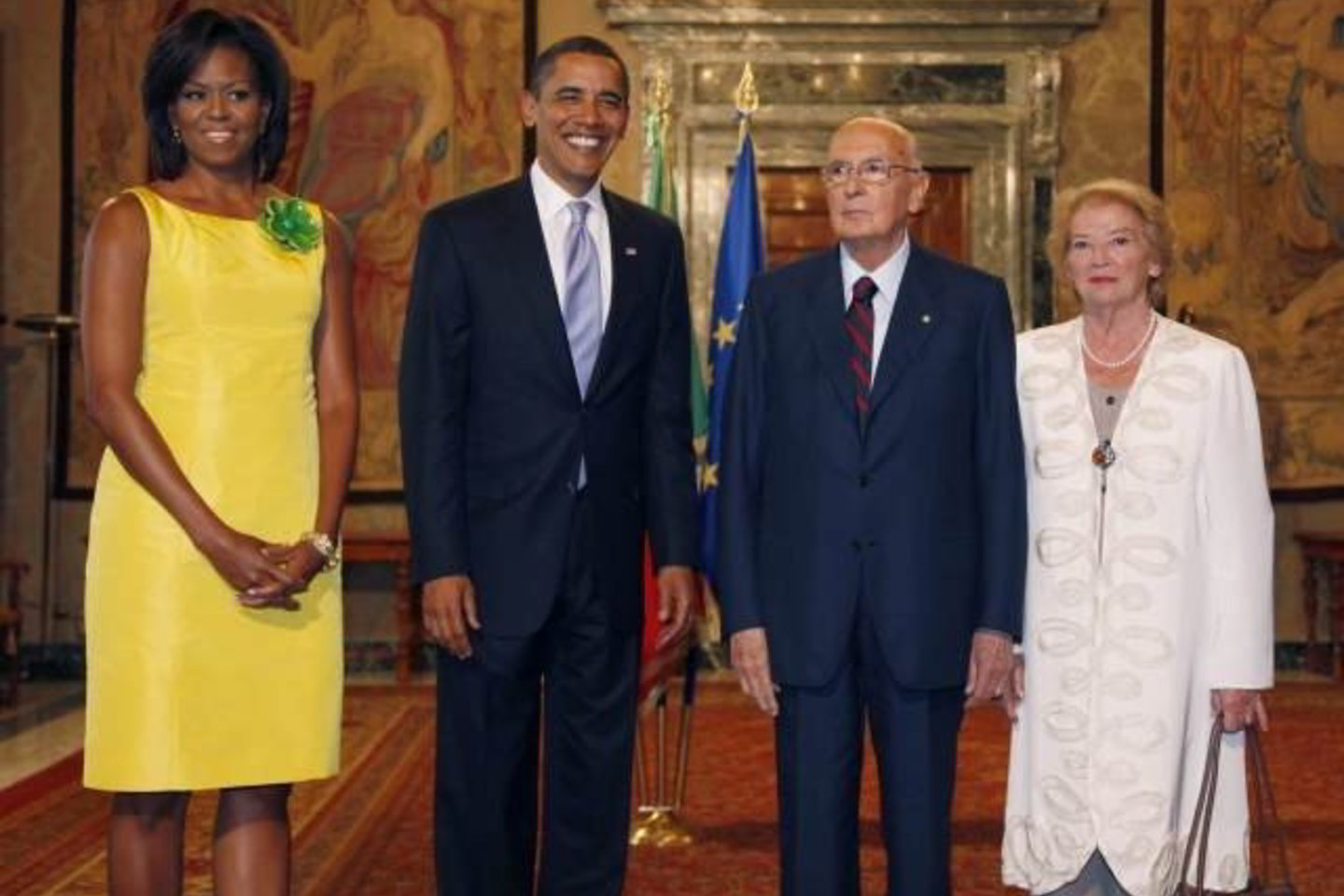 Lydimas žmonos Michelle JAV vadovas susitiko Romoje su Italijos prezidentu Giorgio Napolitano.