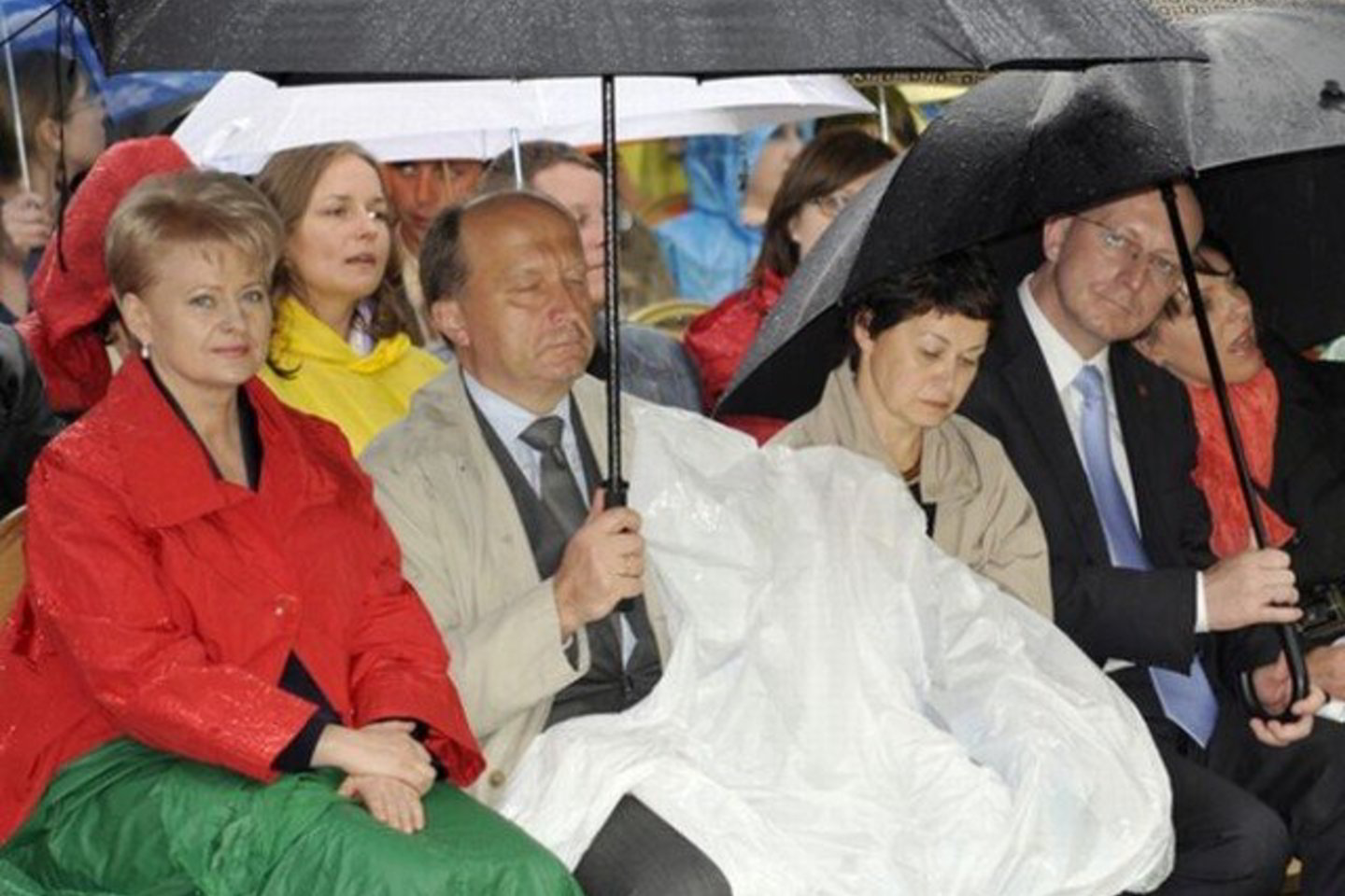D.Grybauskaitę nuo lietaus saugojo A.Kubiliaus laikomas skėtis.