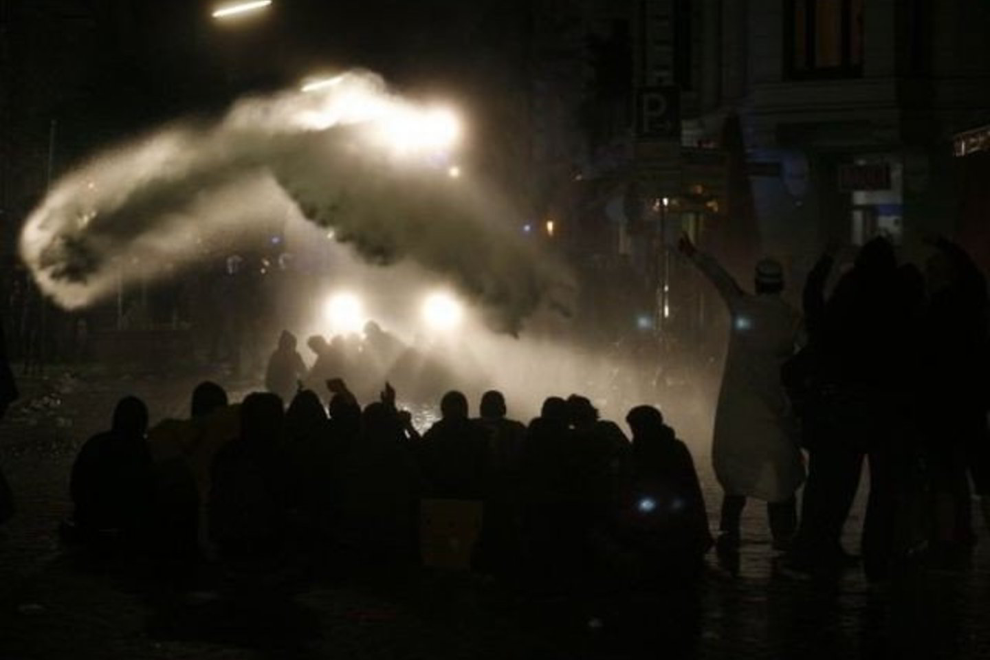 Policijai teko įjungti vandens patrankas.