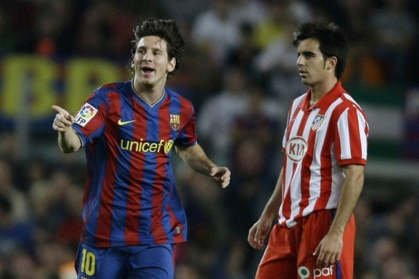 "Barcelona" puolėjas L.Messi (kairėje) du kartus pasižymėjo per rungtynes su "Atletico"