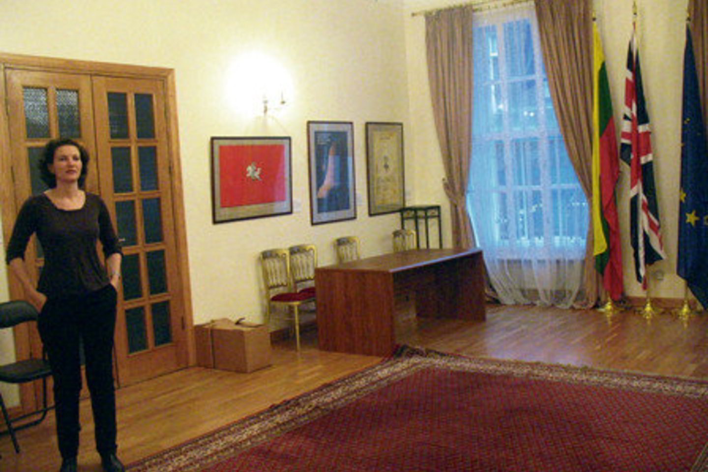 Lietuvos ambasados Londone kultūros atašė D.Parulskienė per parodos „Pabudimas: 1989–1991 metų plakatai“ atidarymą.