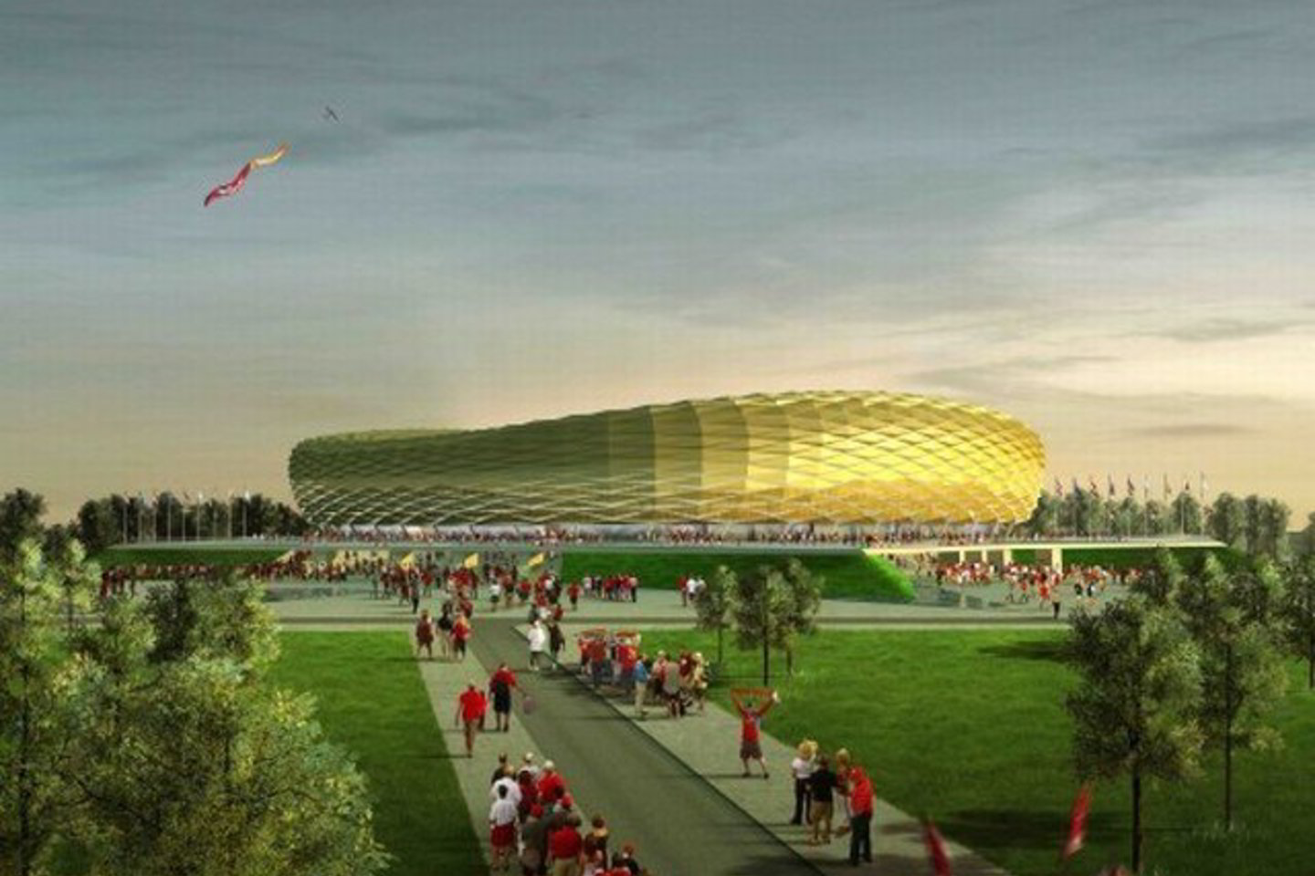 Stadiono Kaliningrade vizija. Vien šis statinys rusams kainuos apie ketvirtį milijardo JAV dolerių.