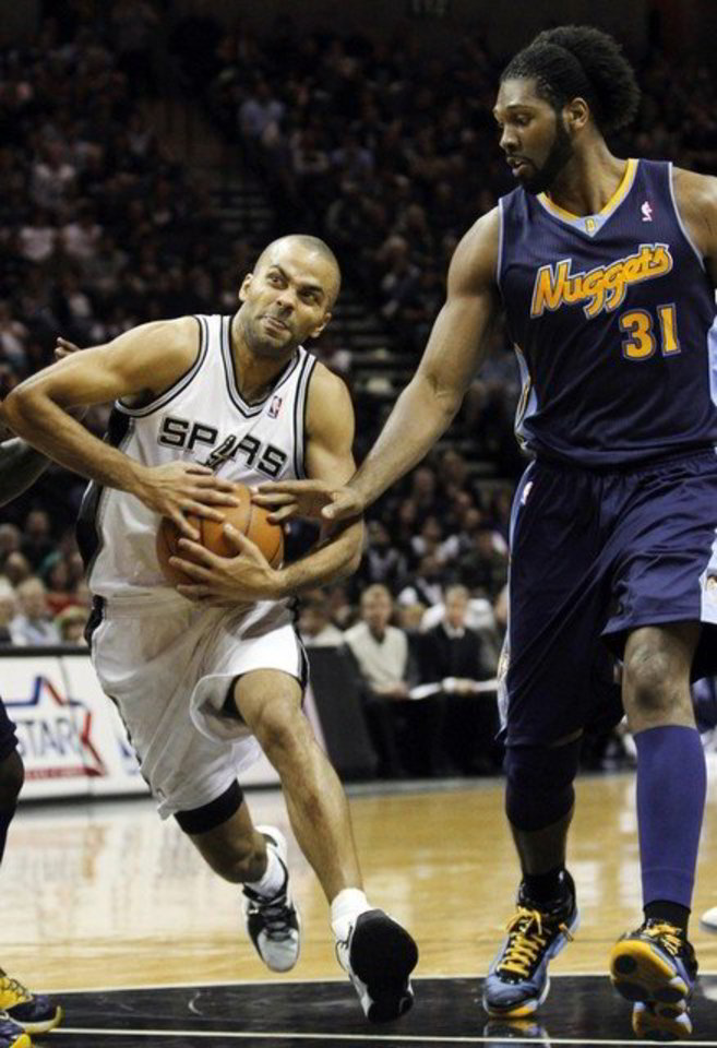 San Antonijaus "Spurs" ir Denverio "Nuggets" krepšininkų kova.