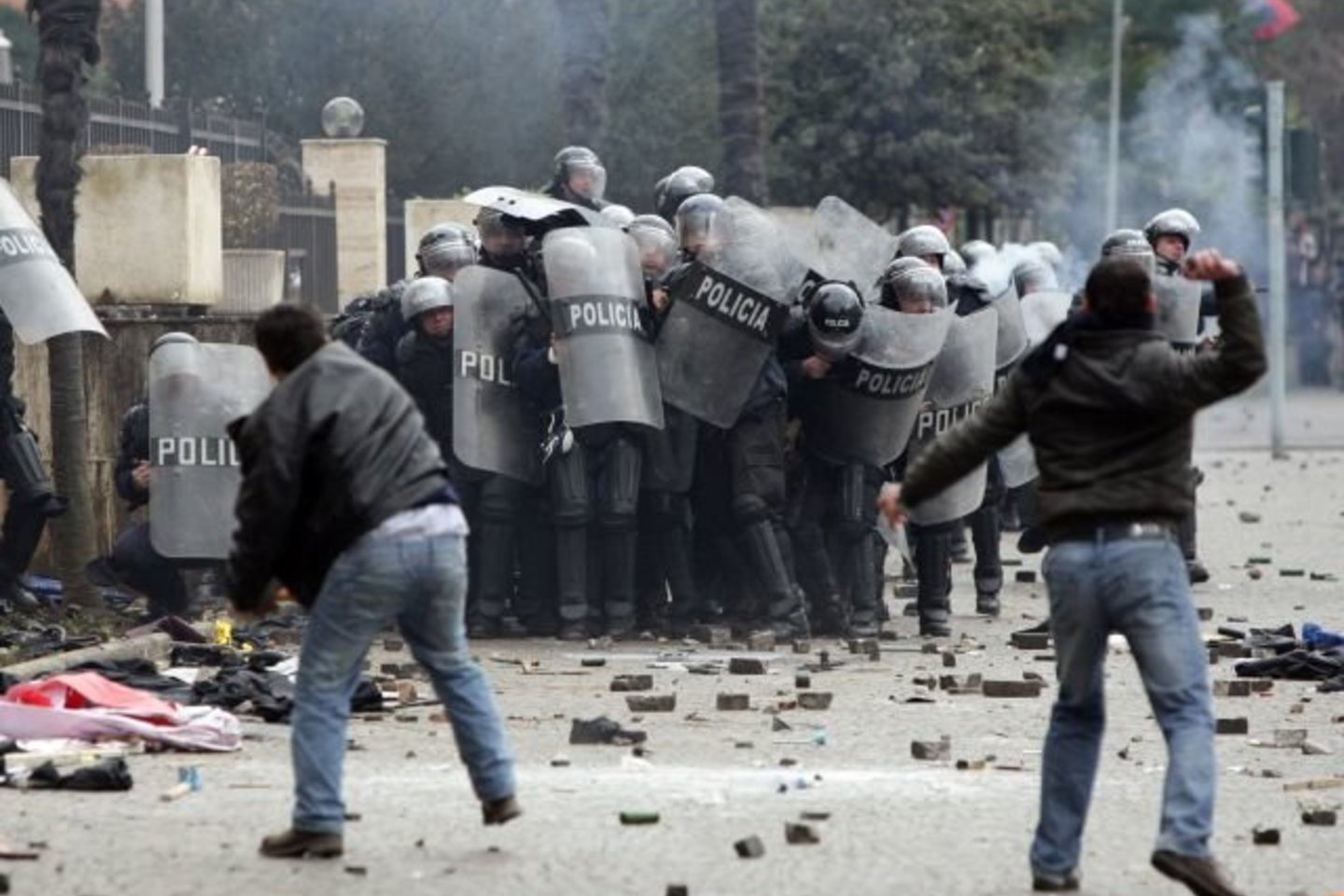 Policija minią išvaikė ašarinėmis dujomis ir vandens patrankomis.