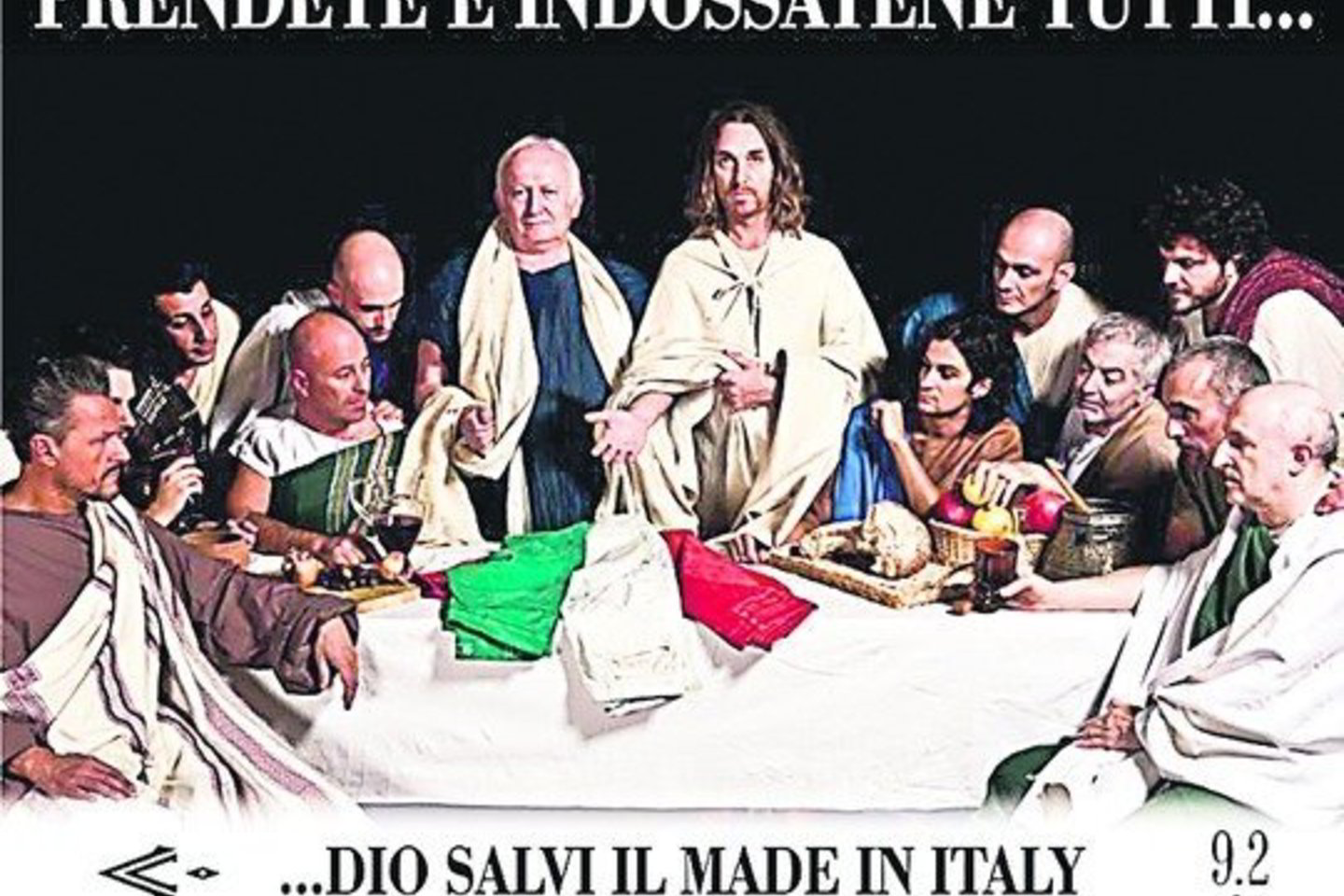 Dizaineris iš Bolonijos C.Chionna biblinėmis scenomis kovoja už prekės ženklo „Pagaminta Italijoje” išsaugojimą. Tačiau tokiomis reklamos kampanijomis jis užsitraukė Bažnyčios rūstybę.