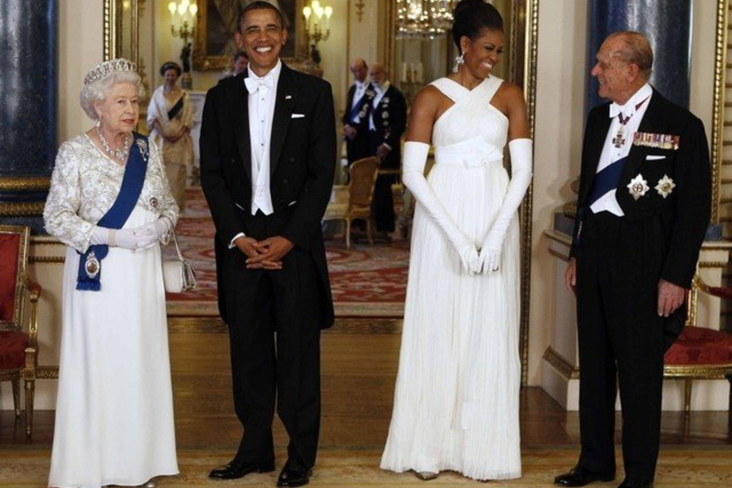 Didžiosios Britanijos karalienė Elizabeth II priėmė JAV prezidentą Baracką Obamą Bakingemo rūmuose, Londone.