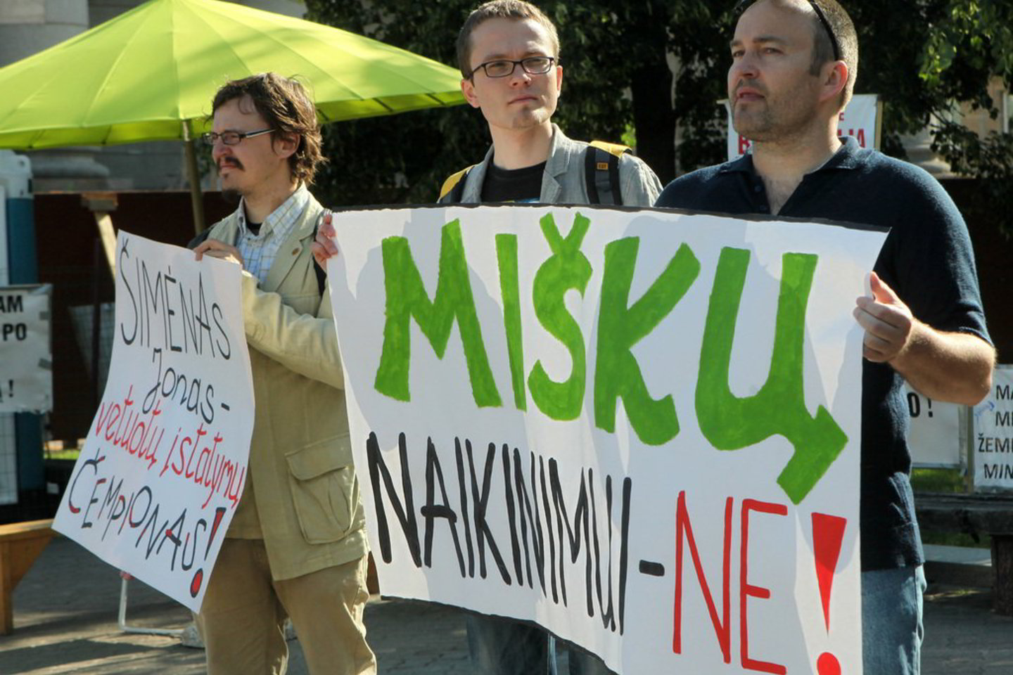 Prie Seimo prieš balsavimą vyko piketai prieš ir už statybas miškuose.
