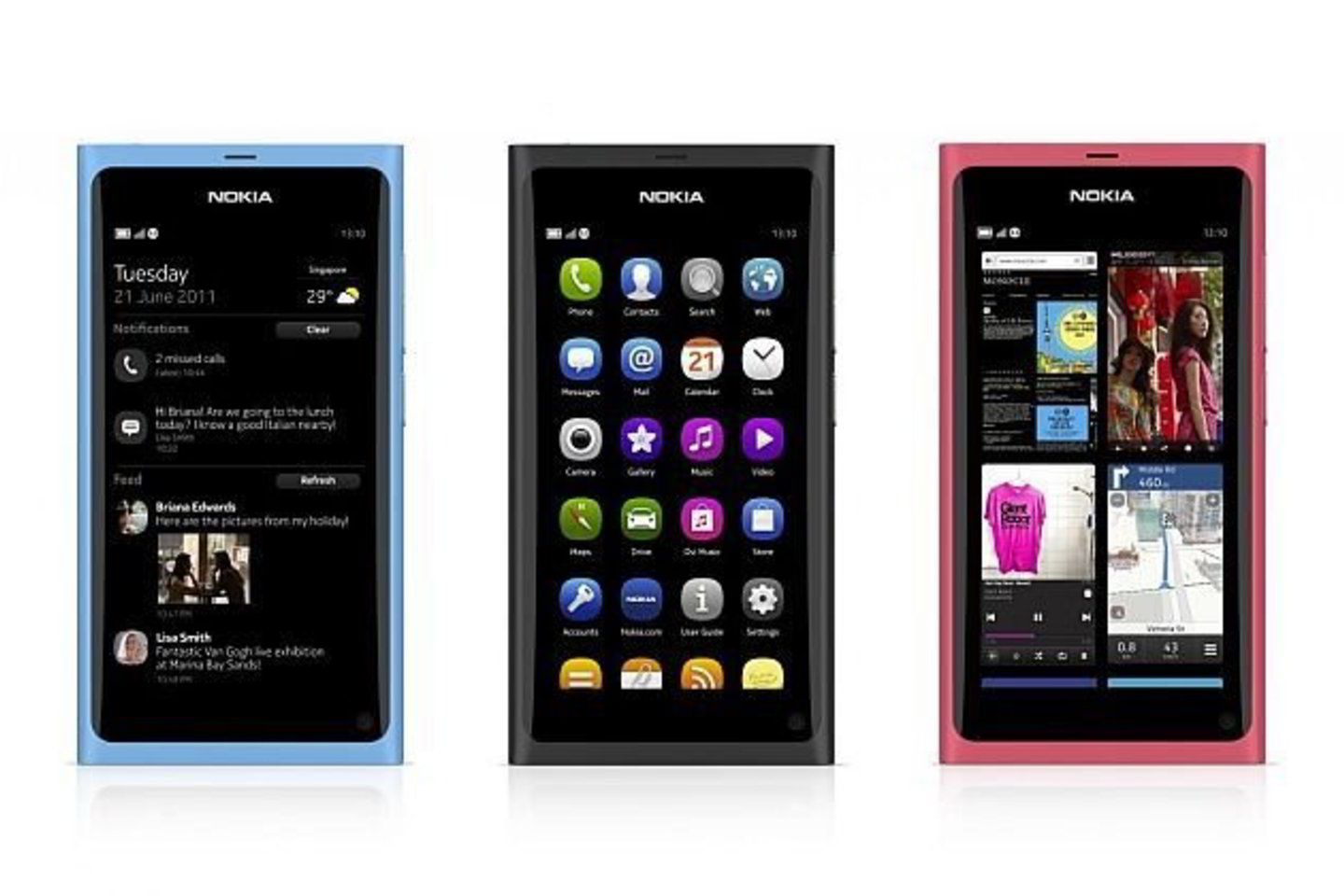 „Nokia N9“ yra aprūpintas naujausia beviele NFC (Near Field Communication, liet. nedidelio atstumo komunikacija) duomenų perdavimo technologija.