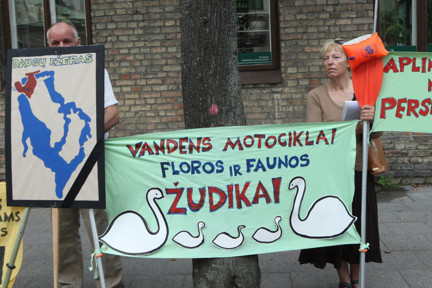 Piketuotojai prašo uždrausti vandens motociklus ir katerius Daugų ežere.
