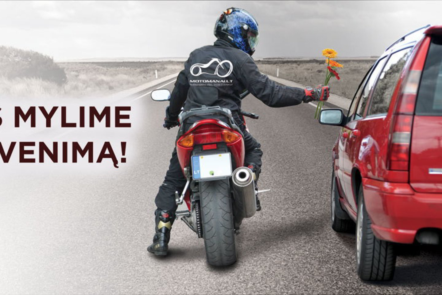 Automobilių vairuotojai skatinami atkreipti dėmesį į motociklininkus