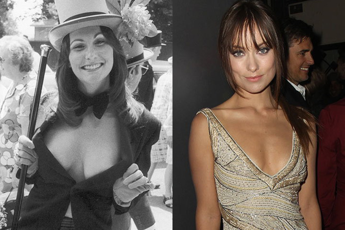 Linda Lovelace (1974m.) ir Olivia Wilde (2011m.).