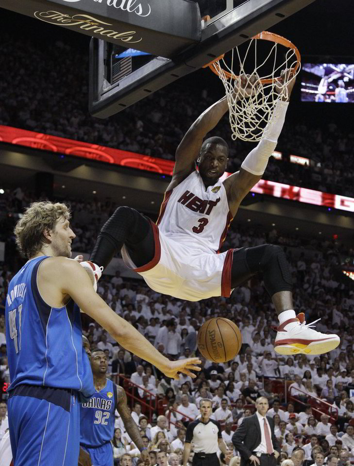 D.Nowitzki (kairėje) vilioja Vokietijos „Bayern” ekipa, D.Wade'as (su kamuoliu) kol kas neskuba sukti į Europą.